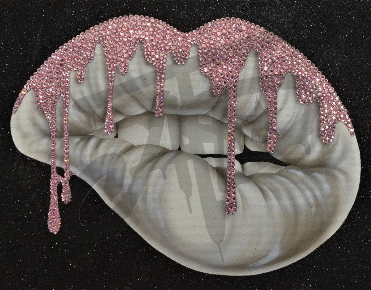 White Lips with Pink Drips Medium (CANVAS PRINT)