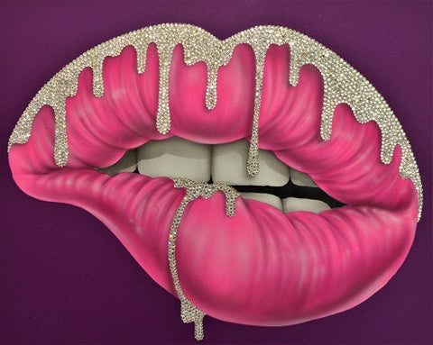 Pink Lips with White Drips Medium (CANVAS PRINT)