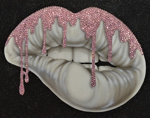 White Lip with Pink Crystal Drip